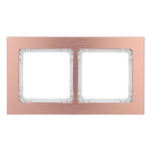 Karlik Deco Miedziany Ramka Uniwersalna Podwójna - Aluminium Szczotkowane (Ramka: Kolor Miedziany; Spód: Biały) 9-0-Dra-2