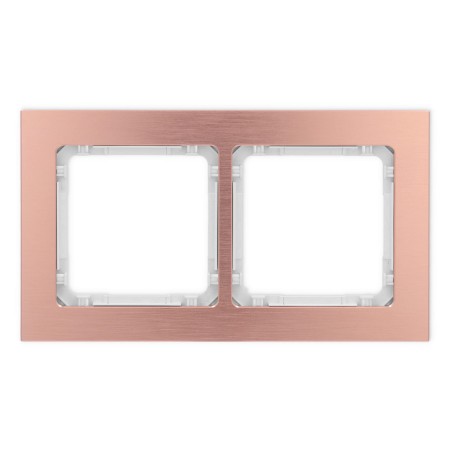 Karlik Deco Miedziany Ramka Uniwersalna Podwójna - Aluminium Szczotkowane (Ramka: Kolor Miedziany; Spód: Biały) 9-0-Dra-2