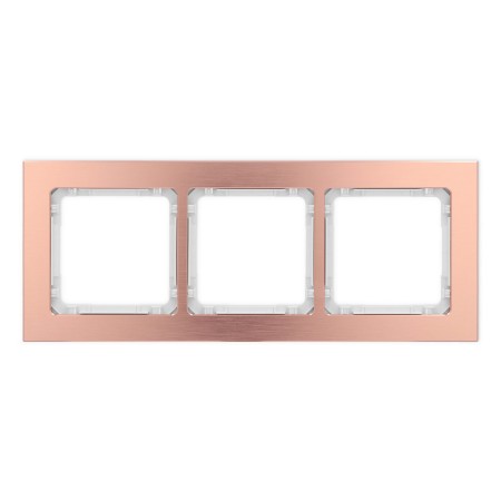 Karlik Deco Miedziany Ramka Uniwersalna Potrójna - Aluminium Szczotkowane (Ramka: Kolor Miedziany; Spód: Biały) 9-0-Dra-3
