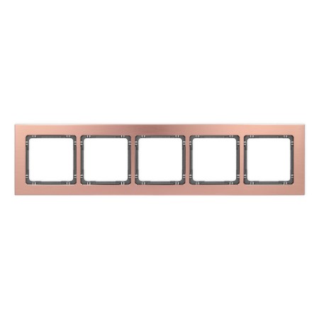 Karlik Deco Miedziany Ramka Uniwersalna Pięciokrotna - Aluminium Szczotkowane (Ramka: Kolor Miedziany; Spód: Grafitowy) 9-11-Dra-5