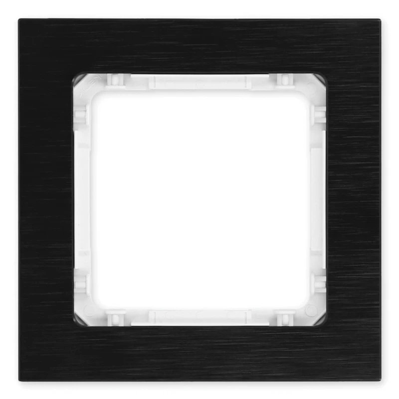 Karlik Deco Czarny Ramka Uniwersalna Pojedyncza - Aluminium Szczotkowane (Ramka: Czarna; Spód: Biały) 12-0-Dra-1