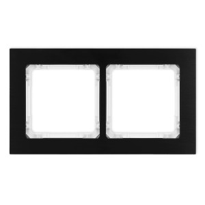 Karlik Deco Czarny Ramka Uniwersalna Podwójna - Aluminium Szczotkowane (Ramka: Czarna; Spód: Biały) 12-0-Dra-2