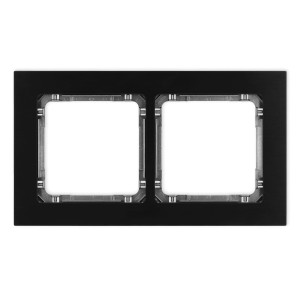 Karlik Deco Czarny Ramka Uniwersalna Podwójna - Aluminium Szczotkowane (Ramka: Czarna; Spód: Grafitowy) 12-11-Dra-2