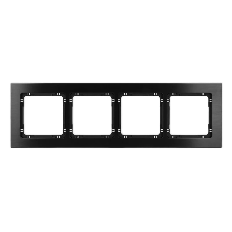 Karlik Deco Czarny Ramka Uniwersalna Poczwórna - Aluminium Szczotkowane (Ramka: Czarna; Spód: Czarny) 12-12-Dra-4