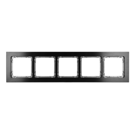 Karlik Deco Czarny Ramka Uniwersalna Pięciokrotna - Aluminium Szczotkowane (Ramka: Czarna; Spód: Grafitowy) 12-11-Dra-5