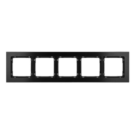 Karlik Deco Czarny Ramka Uniwersalna Pięciokrotna - Aluminium Szczotkowane (Ramka: Czarna; Spód: Czarny) 12-12-Dra-5