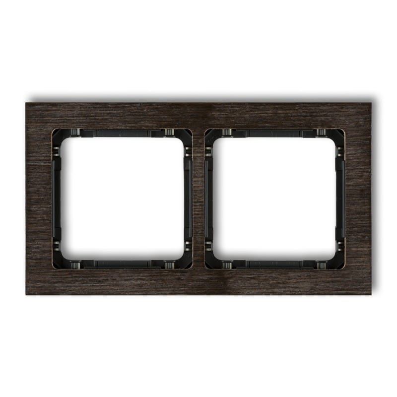 Karlik Deco Efekt Wenge Ramka Uniwersalna Podwójna - Efekt Drewna (Ramka Wenge; Spód Czarny) Drd-2G