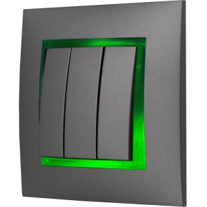 Włącznik Podświetlany Led Zielony Potrójny Z Ramką 70.Z Ospel Aria