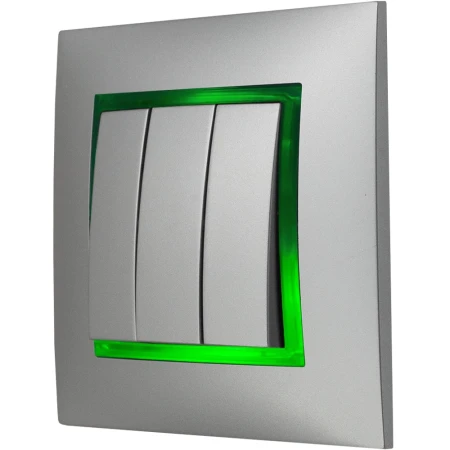 Włącznik Podświetlany Led Zielony Potrójny Z Ramką 18.Z Ospel Aria