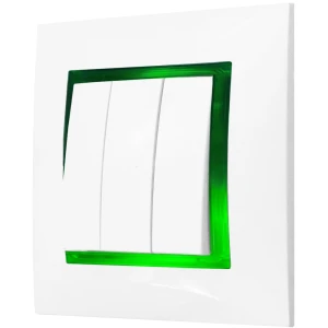 Włącznik Biały Podświetlany Led Zielony Potrójny Z Ramką 00.Z Ospel Aria
