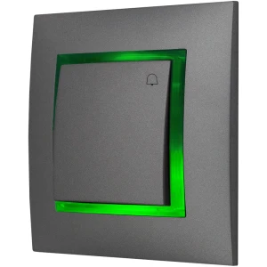 Włącznik Dzwonkowy Szary Z Podświetleniem Zielonym