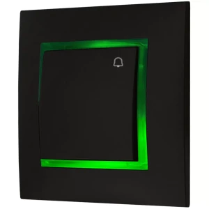 Włącznik Dzwonkowy Czarny Z Podświetleniem Zielonym
