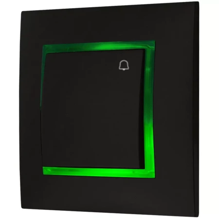 Włącznik Dzwonkowy Czarny Z Podświetleniem Zielonym