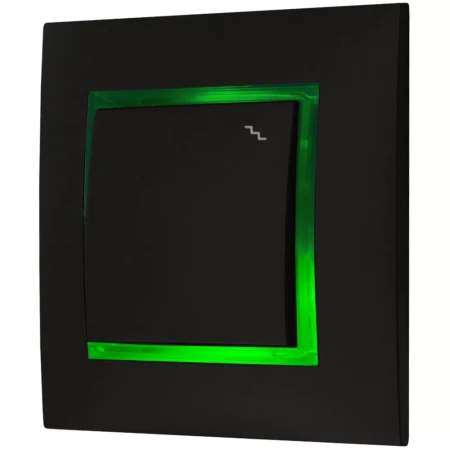 Włącznik Schodowy Czarny Z Podświetleniem Zielonym