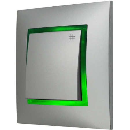 Włącznik Krzyżowy Srebrny Z Podświetleniem Zielonym Ospel Aria
