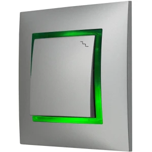 Włącznik Schodowy Srebrny Z Podświetleniem Zielonym Ospel Aria