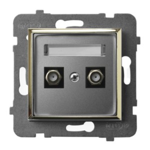 Moduł Szary / Złoto Bez Ramki Gniazdo Antenowe 2X