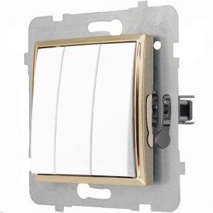 Moduł Biały / Złoty Bez Ramki Włącznik Potrójny