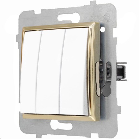 Moduł Biały / Złoty Bez Ramki Włącznik Potrójny