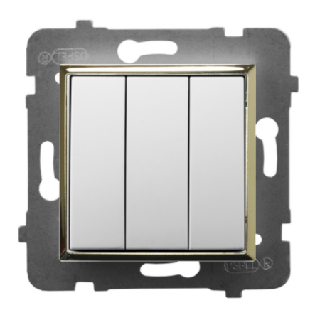 Moduł Biały / Złoty Bez Ramki Włącznik Potrójny