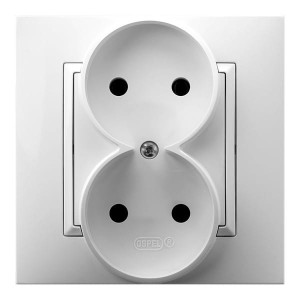 Ospel Aria Gniazdo Podwójne Kompletne Z Ramką Biały