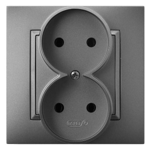 Ospel Aria Gniazdo Podwójne Kompletne Z Ramką Szary