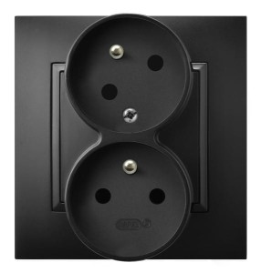 Ospel Aria Gniazdo Podwójne Z Uziemieniem Z Funkcją Niezamienności Faz, Kompletne Z Ramką Czarny