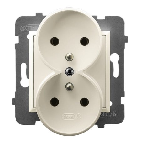 Ospel Aria Gniazdo Podwójne Z Uziemieniem Moduł Bez Ramki Ecru