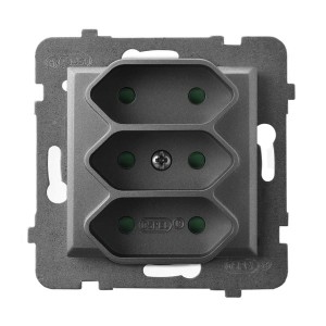 Ospel Aria Gniazdo Potrójne Euro Z Przesłonami Torów Prądowych Szary