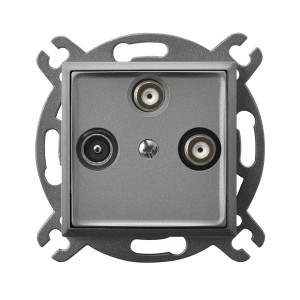 Ospel Aria Gniazdo Rtv-Sat Z Dwoma Wyjściami Sat Szary