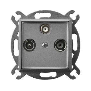 Ospel Aria Gniazdo Rtv-Sat Przelotowe Szary