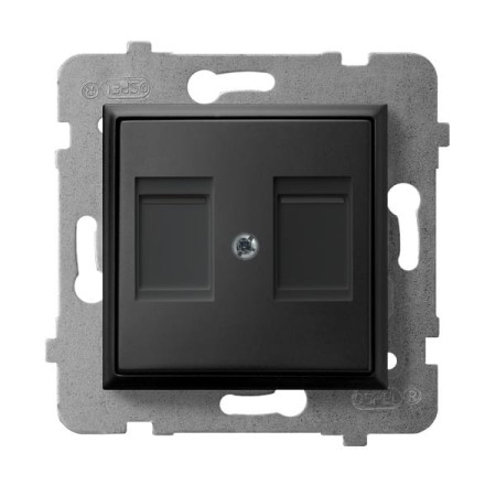 Ospel Aria Obudowa Gniazda Podwójnego Z Przesłoną Typu Keystone Prosta Czarny