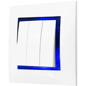 Włącznik Biały Podświetlany Led Niebieski Potrójny Z Ramką 00.N Ospel Aria