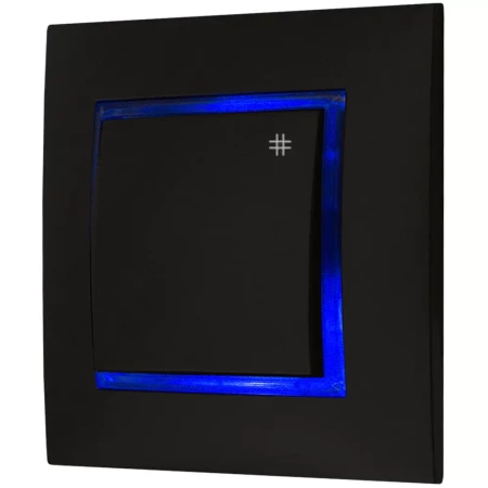 Włącznik Krzyżowy Czarny Z Podświetleniem Niebieskim Ospel Aria