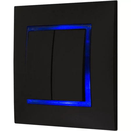 Włącznik Podwójny Czarny Z Podświetleniem Niebieskim Ospel Aria