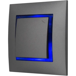 Włącznik Schodowy Szary Z Podświetleniem Niebieskim