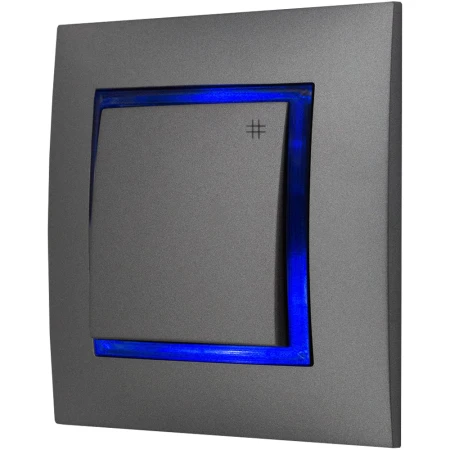 Włącznik Krzyżowy Szary Z Podświetleniem Niebieskim Ospel Aria