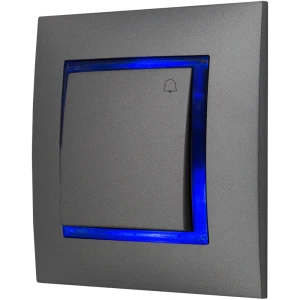 Włącznik Dzwonkowy Szary Z Podświetleniem Niebieskim