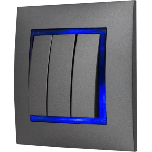 Włącznik Podświetlany Led Niebieski Potrójny Z Ramką 70.N Ospel Aria