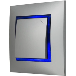Włącznik Schodowy Ospel Aria Srebrny Z Podświetleniem Niebieskim