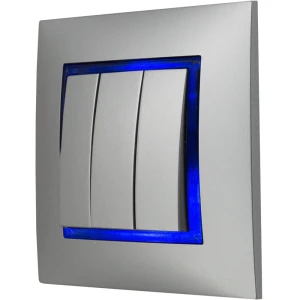 Włącznik Podświetlany Led Niebieski Potrójny Z Ramką 18.N Ospel Aria