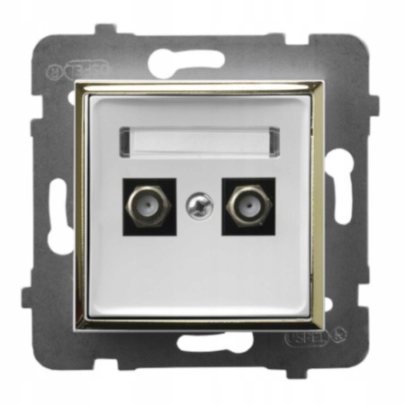 Moduł Biały / Złoty Bez Ramki Gniazdo Antenowe 2X Ospel Aria