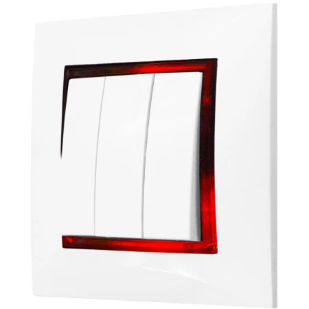 Włącznik Biały Podświetlany Led Czerwony Potrójny Z Ramką 00.C Ospel Aria