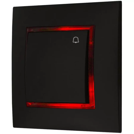 Włącznik Dzwonkowy Czarny Z Podświetleniem Czerwonym
