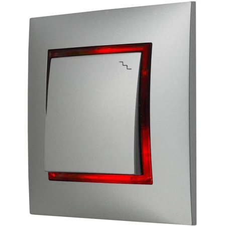 Włącznik Schodowy Srebrny Z Podświetleniem Czerwonym Ospel Aria
