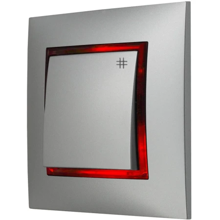 Włącznik Krzyżowy Srebrny Z Podświetleniem Czerwonym Ospel Aria