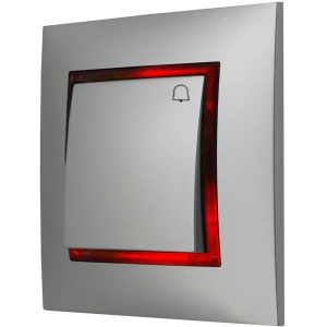 Włącznik Dzwonkowy Srebrny Z Podświetleniem Czerwonym Ospel Aria