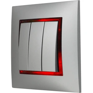 Włącznik Podświetlany Led Czerwony Potrójny Z Ramką 18.C Ospel Aria