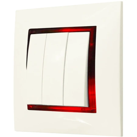 Włącznik Biały Podświetlany Led Czerwony Potrójny Z Ramką 27.C Ospel Aria