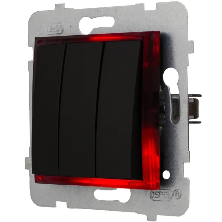 Włącznik Podświetlany Led Czerwony Potrójny Bez Ramki 33.C Ospel Aria